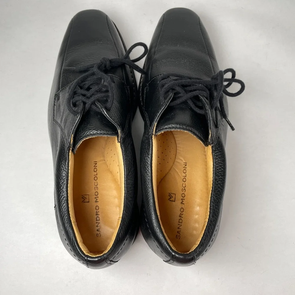 Sandro Moscoloni Belmont Mens Size 8 D Black Pebbled Leather Bicycle Toe Shoes